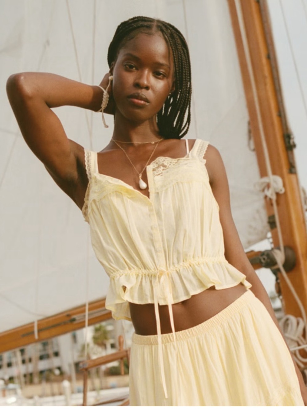 Abercrombie & Fitch Pale Yellow Lace-Trim Camisole